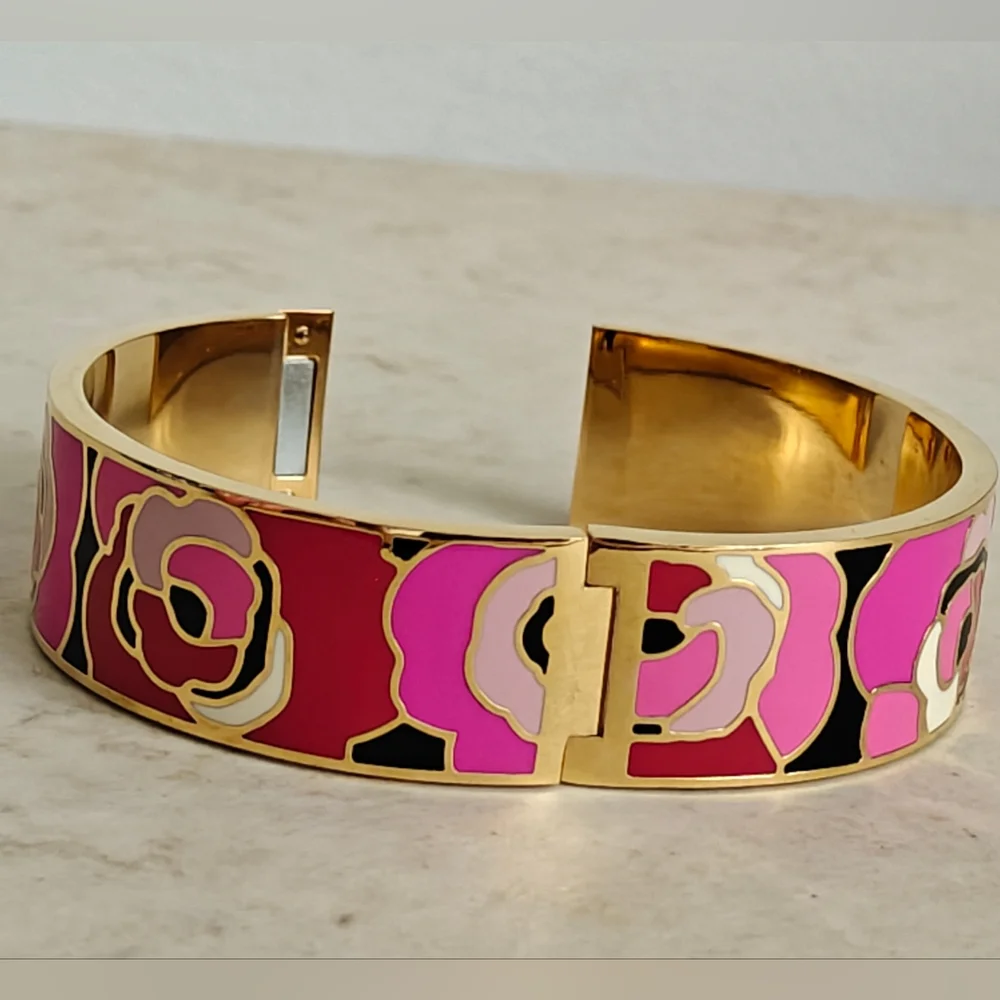 Kate Spade Budding Genius Gold & Pink Floral Bangle - Picture 11 of 13